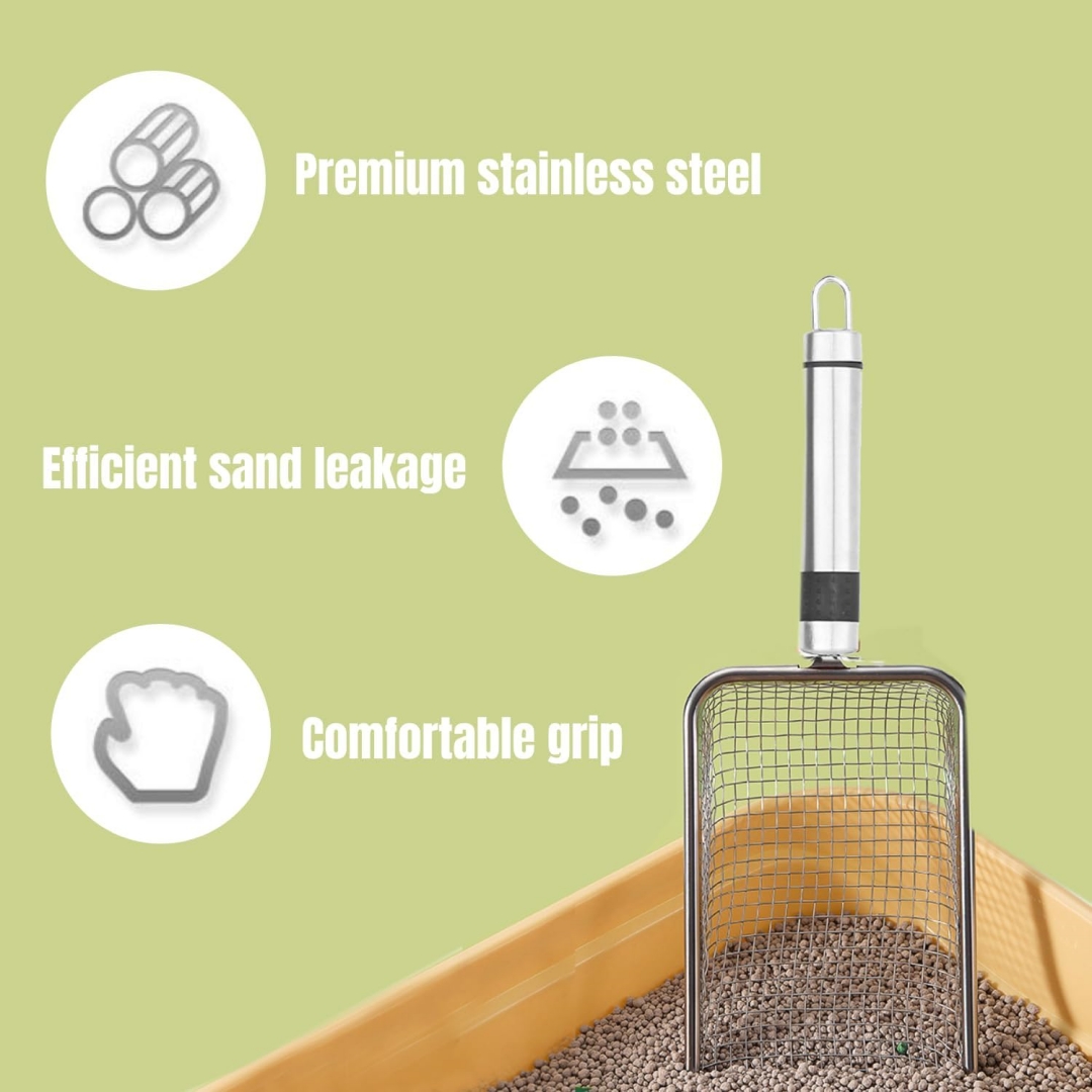 Pet Cleaning Tool Metal Aluminum Alloy Kitty Litter Scoop Stainless Steel Handle Pet cat Poop Shovel ultra-durable