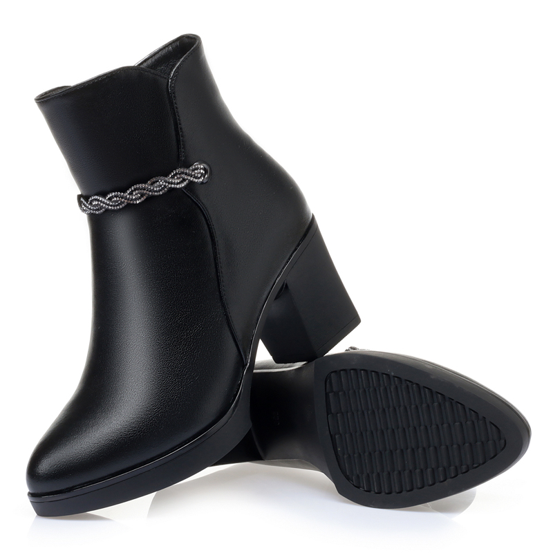 AIYUQI Women Ankle Boots Genuine Leather 2024 New Wool Ladies Winter Boots Non-slip High Heels Warm Women Snow Boots