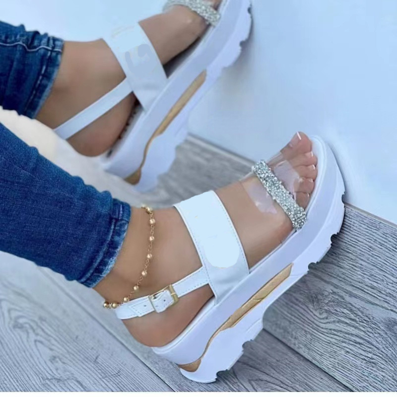 Platform Women Sandals Summer High-heeled Buckle Strap Ladies Sandals Peep Toe Slippers 2022 Newly Beach Shoes for Women Wedges