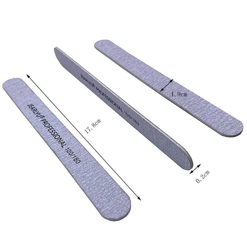 10 pieces/batch of grey wood nail files sanding and polishing professional accessories 100/180 grit lime A Ongle Manicure foot therapy washable art to