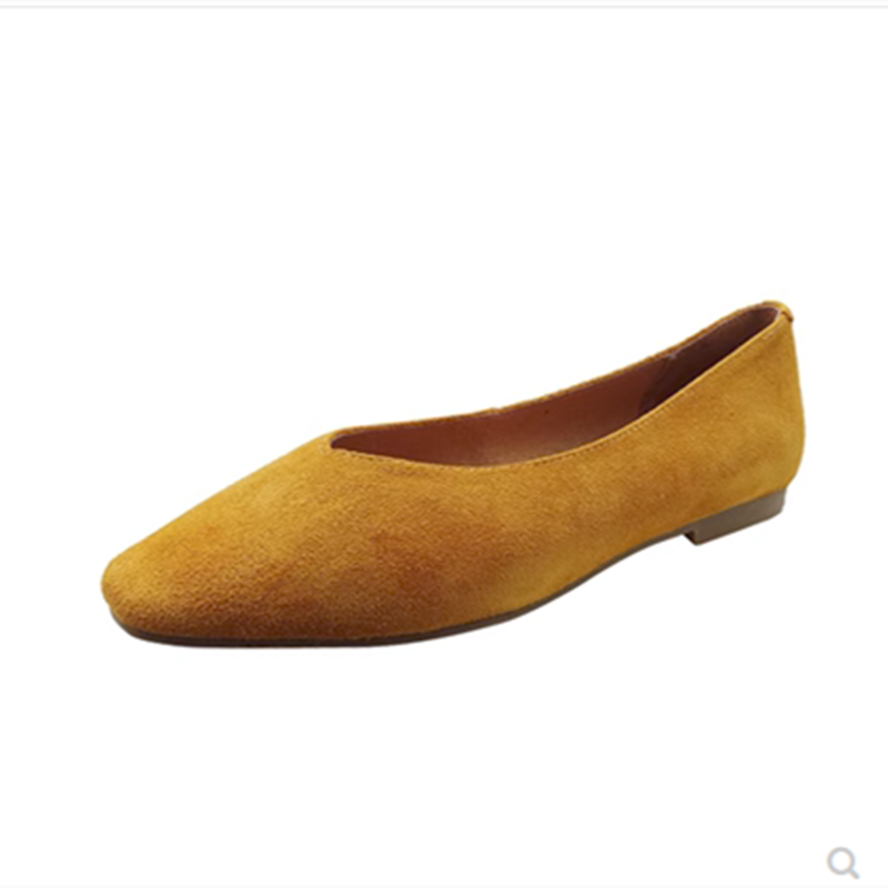 Lady Flock Null Ballet Soft Bottom Slip-On In Green Coffee Seam Shoes Square Toe Wide Fit 44 45 46 47 48 2023 New Arrivals Flats