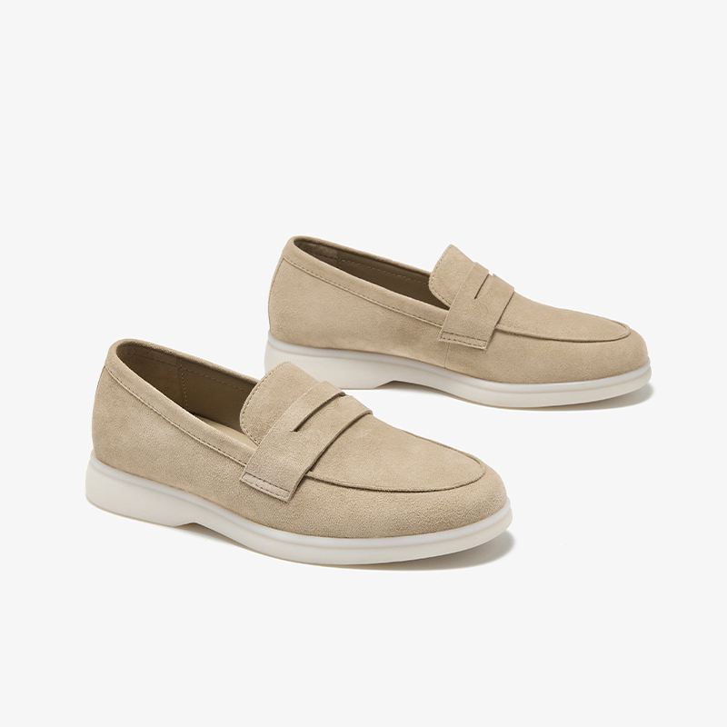 BEAUTODAY Solid Color Flats Women Sheep Suede Round Toe Slip-on Versatile Leisure Ladies Shoes Handmade 26158