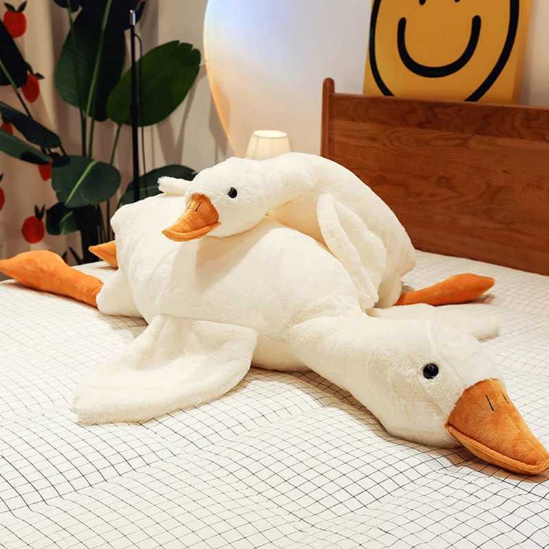 190/160/130CM Big Fluffy Duck Plush Big White Goose Swan Throwing Plush Soft Doll Animal Pillow Hugging Sleeping on Bed Childrens Toys W240827