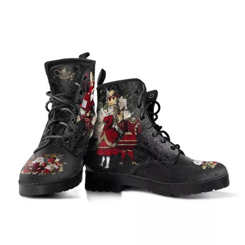 Autumn Women's Short British Style Toog Skull Print wer High-top Ladies Ankle Boots Vintage Botte Femme Hiver e3be