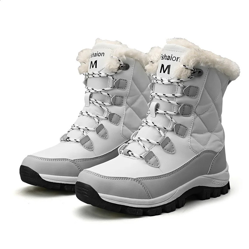 Ankle Boots Women Winter Shoes Keep Warm Non-slip Black Snow Boots Ladies Lace-up Boots Chaussures Femme Booties Woman Flat Boot 240821