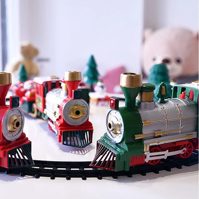 Train Set with Sound and Light, Electric Track Frame Railway Car, Tree Decoration, 2024 Christmas Gifts for Kids