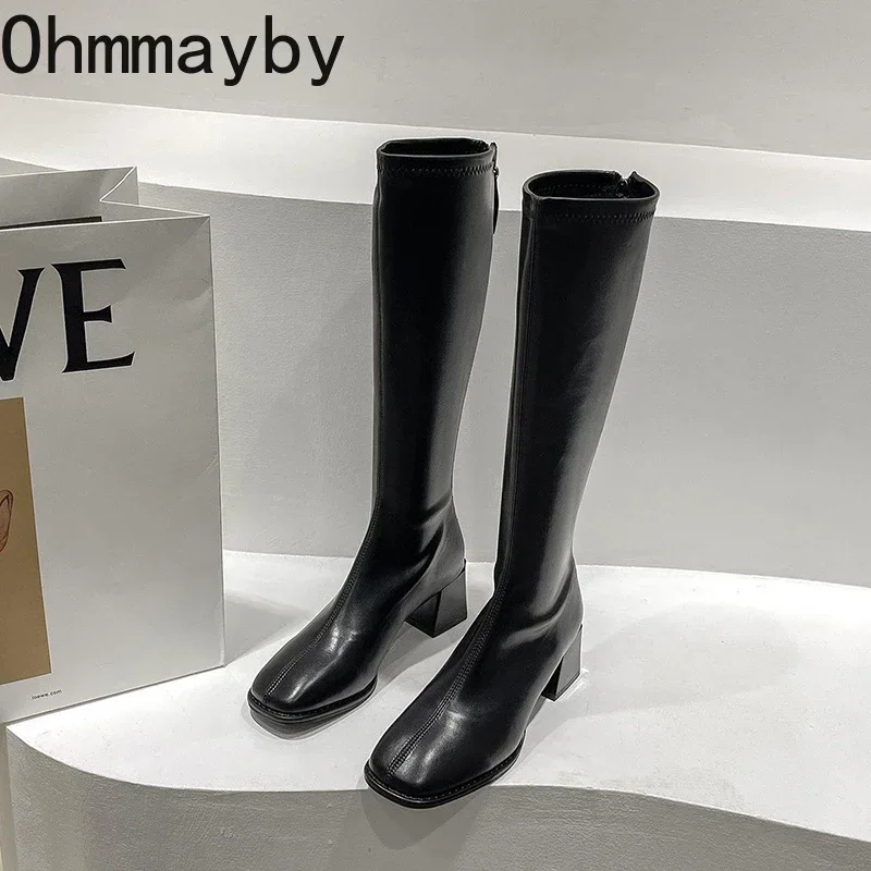 Woman Slim Fashion Women Knee-High High Heel 2024 Women's Shoes Winter Soft Leather Long Boots 2602 's