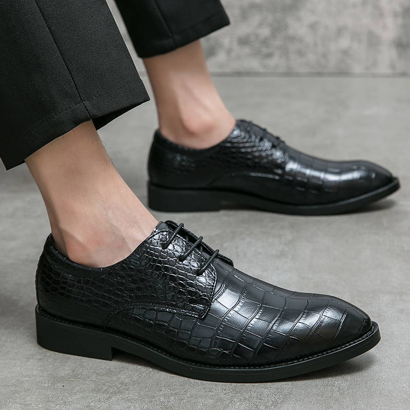 Big Size 38-46 Mens Oxford Shoes Fashion Leather Crocodile Print Men's Dress Shoes Classic Business Formal Shoes for Men Casual