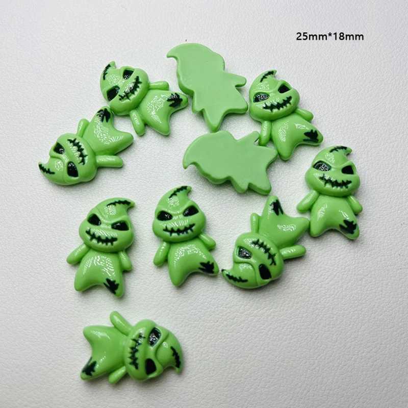 Resin green ghost flat back Cabo Joan nail charm Halloween decoration gemstone sparkling acrylic DIY nail art accessories W240829