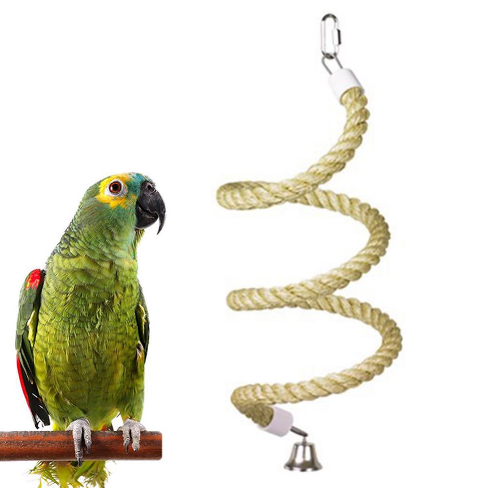 Bird Toy Spiral Cotton Rope Chewing Bar Parrot Swing Climbing Standing Toys Chewing Bar Cage Hanging Swing Toy Bird Supplies