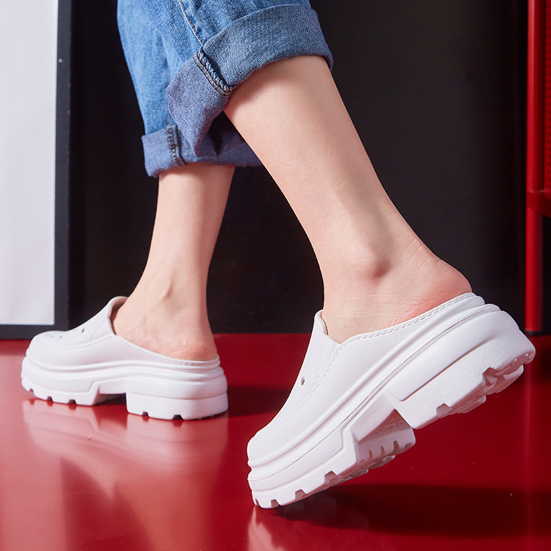 Comwarm Soft Thick Bottom Clogs Sandals Women Summer High Heels Shoes Fashion Hole Shoes Outdoor Beach Slippers Garden Shoes