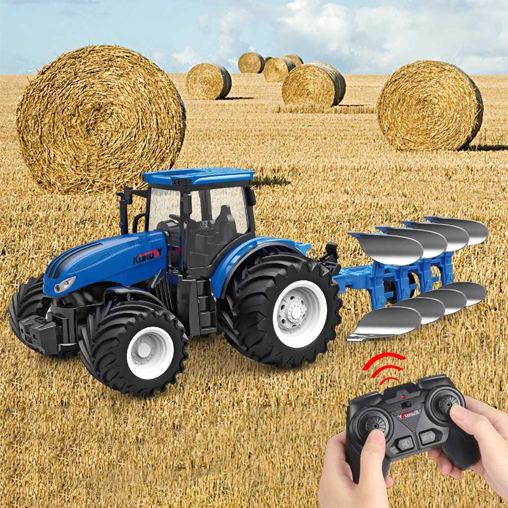 Horsepower Electric 6CH Remote Control Tractor Toy 2.4G RC Car Farmer Tool Engineering Car Childrens Toy W240829
