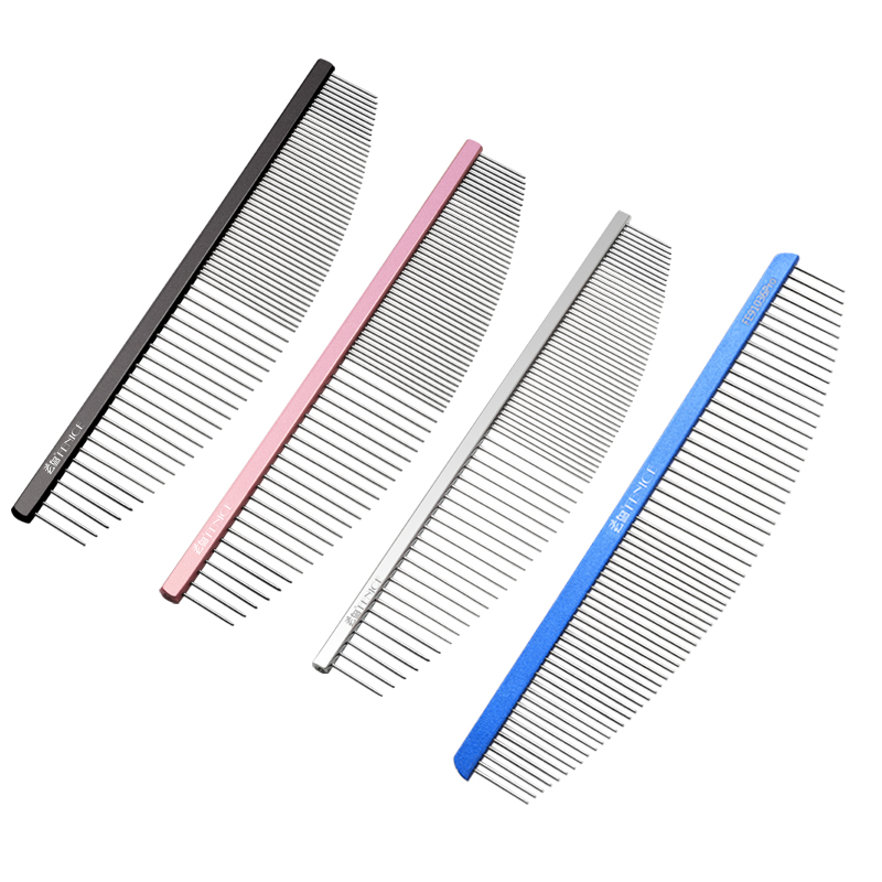 Fenice Moon Style Comb Pet Grooming Single Comb Aluminum Metal Comb for Dogs Stainless Steel Pet Dog Cat Pin Comb Hair Brush