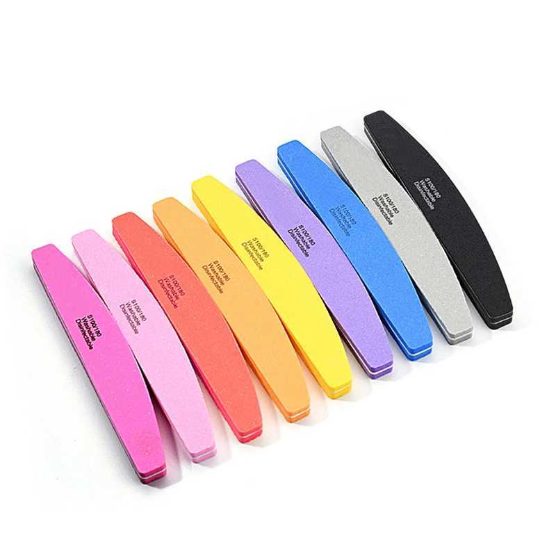 10 pieces/batch Half Moon Double sided Nail File Buffer Solution 100/180 Polishing Grinding Manual Nail Clipper Tool W240829