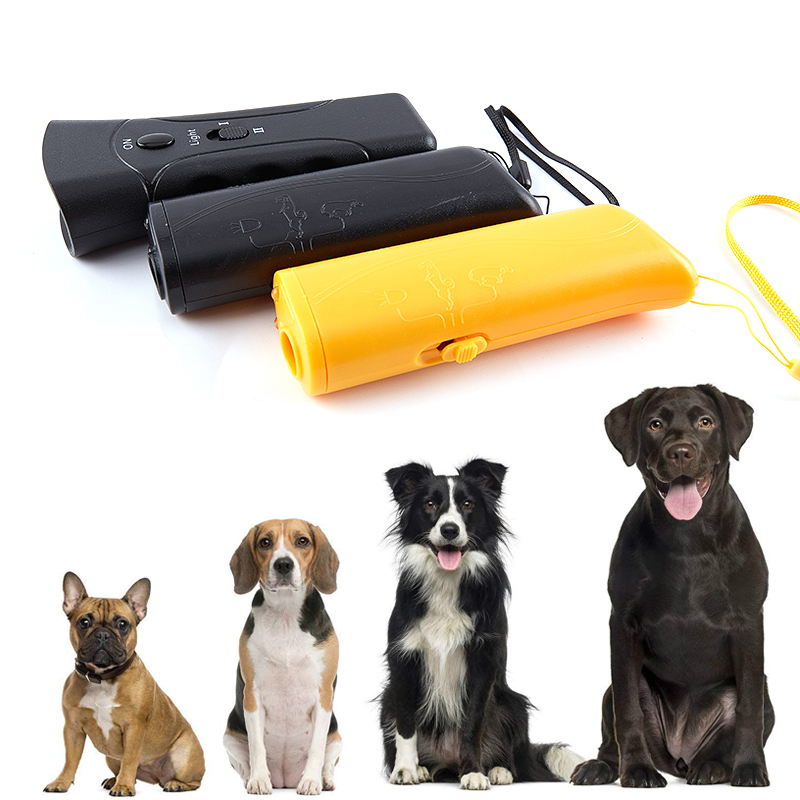 Portable Dog Repeller Anti Barking Stop Bark Training Device Trainer LED Ultrasonic Multifunction Dogs Trainer Without Battery