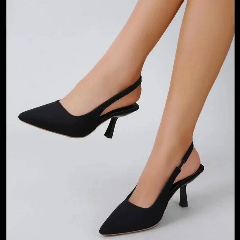 Fashion Elegant Women High Lady Sgback Mules Sexy Thin Heels Party Wedding Shoes Women's Sandals Summer d7b6