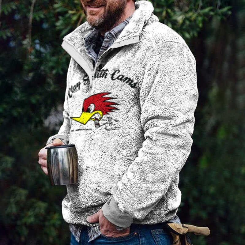 2024 Autumn/Winter men's casual flannel fleece hoodie button pocket sweater Q240830