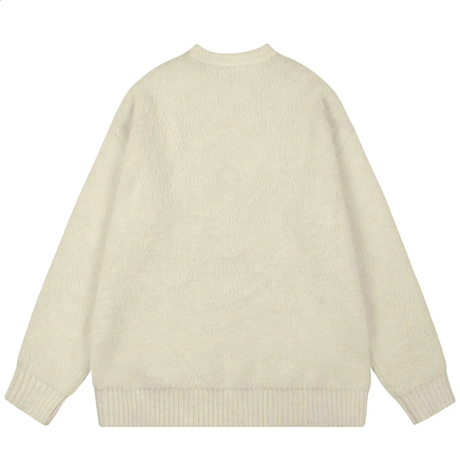 Cats Graphic Sweaters Mens Street Clothing Hip Hop Oversized Harajuku Sweater Black Beige Loose Pullover Sweater Knitted Jumper Y2K 240829