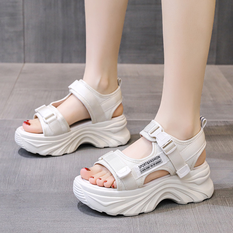 Rimocy Women's Black Chunky Sandals Summer 2023 Fashion Platform Walking Shoes Woman Thick Bottom Non Slip Beach Sandalias Mujer