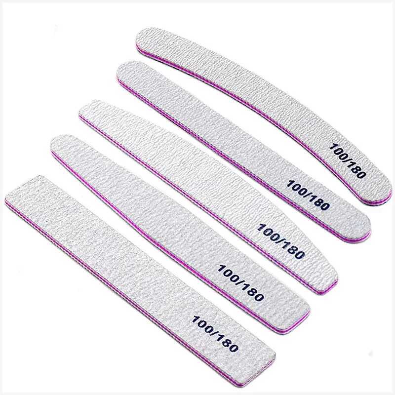 50 double-sided nail files for ergonomics 100/180 thick sandpaper 80/100 grit curve buffer block washable ergonomic tool set W240829