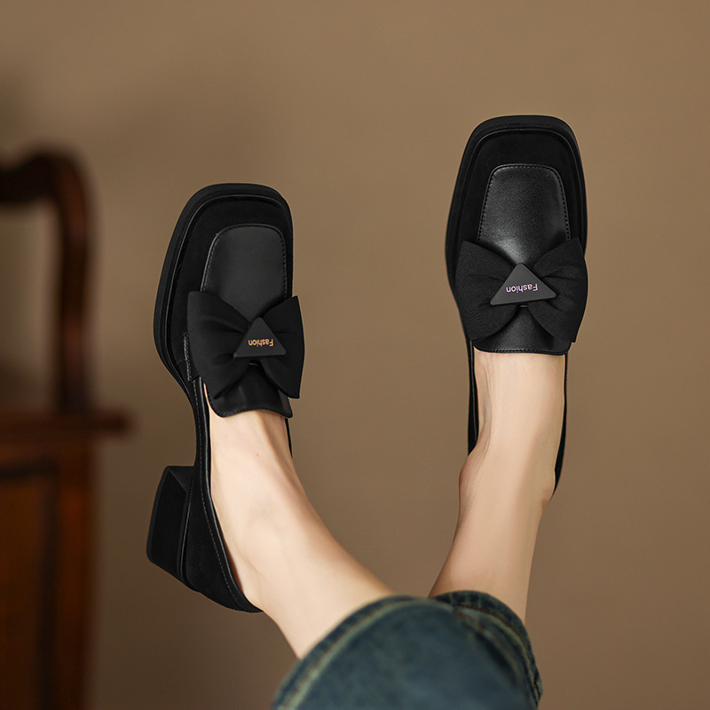 High quality merchants Loafers Women Spring 2023 New Fashion Designer Chunky hot Heels Woman Elegant Square Toe Office Dress Shoes Pumps atos