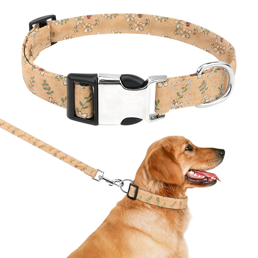 Dog Collar for Small Medium Large Dogs,Adjustable Soft Comfortable Puppy Collars with Metal Buckle,Fashion Floral Print Pattern