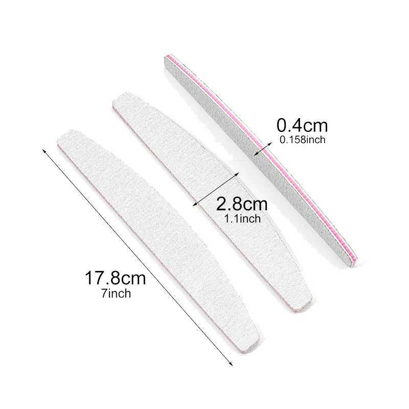 3/5pcs professional nail file 80/100/150/180 sandpaper sturdy thick nail file frosted half moon lime nail accessories and tools W240829