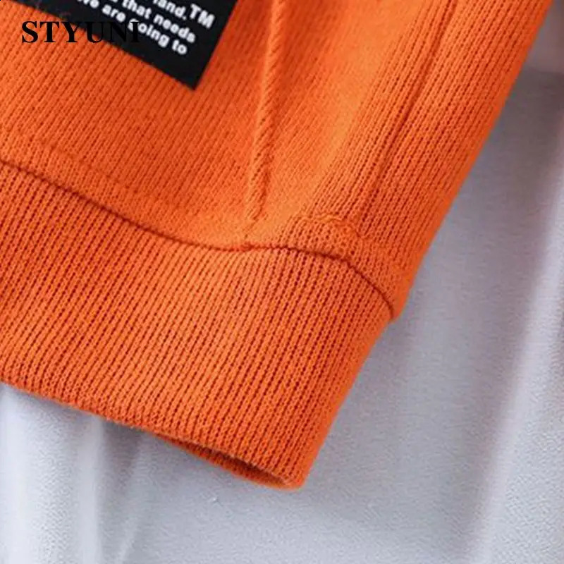 Orange solid casual long sleeved Oneck zipper womens hoodie Korean fashion autumn winter 240827