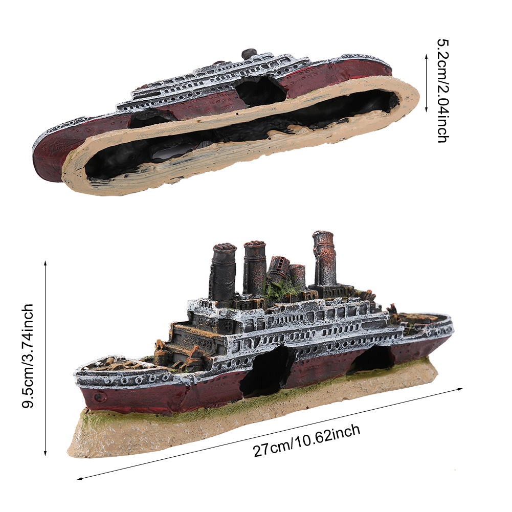 Titanic Lost Wrecked Boat Ship Aquarium Decoration Ornament Wreck Ornaments
