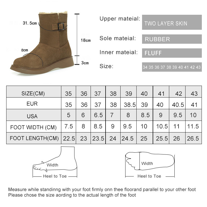 AIYUQI Snow Boots Women Winter New 2024 New Suede Genuine Leather Women's Short Boots Wedge Heel Non-Slip Women Ankle Boots