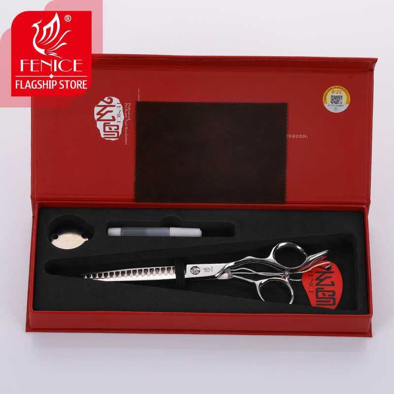 Fenice Professional 6.5 inch Fish bone pet thinning scissors Bichon Bomei Teddy dog grooming scissors shears thinning rate 70%