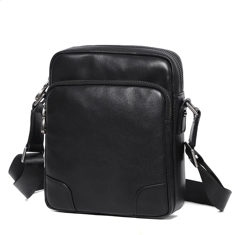 Natural leather mens bag flip soft leather shoulder bag small mens cross body bag one layer denim messenger bag 240830