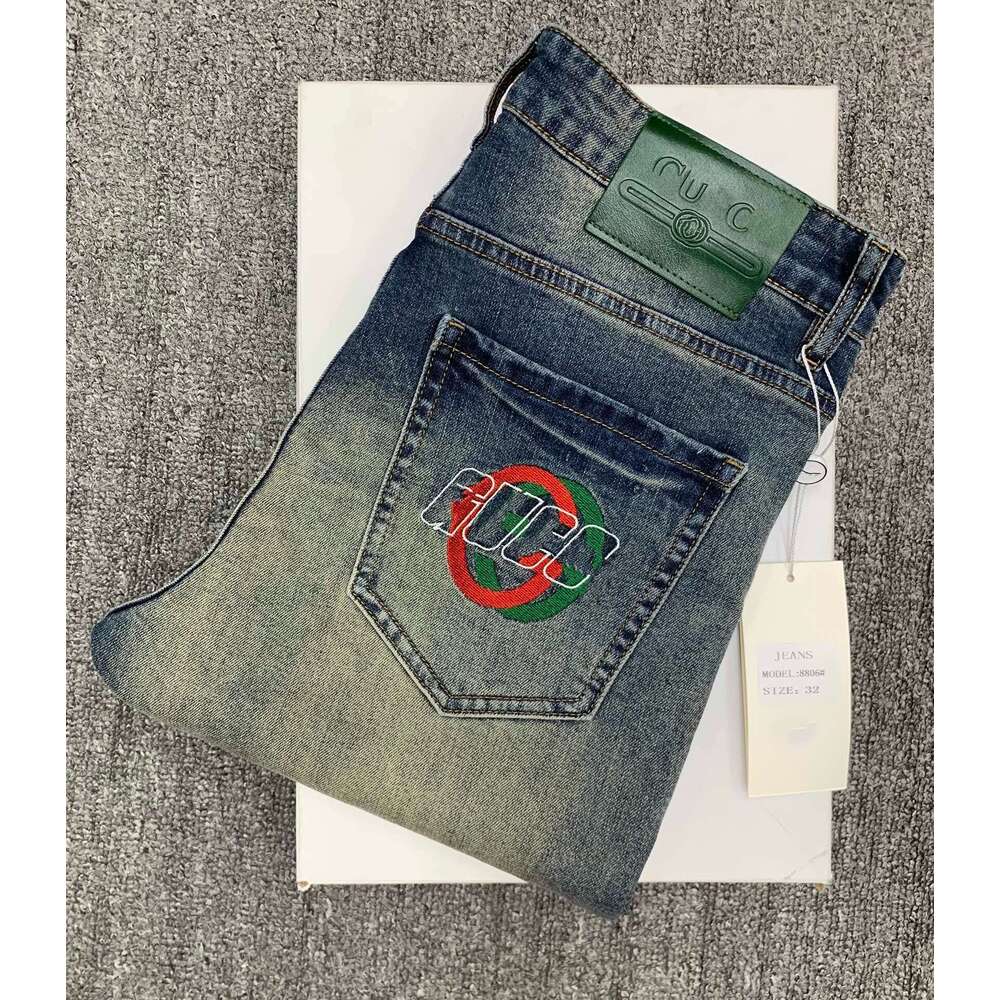 jeans Men's Jeans Designer Brand Luxury High Street Straight Jean Mens Blue Washed Big Hole Zipper Pants Black Pant BFLX