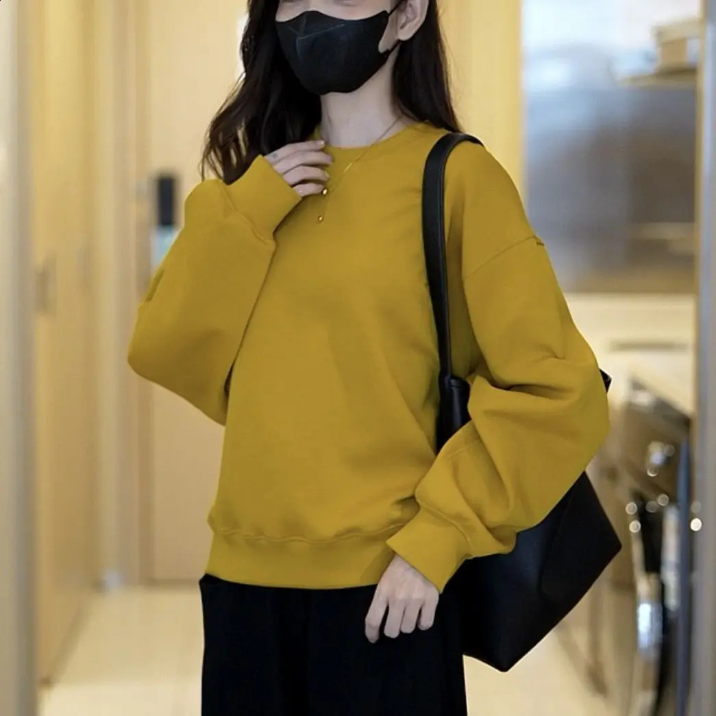 Lazy Style Solid Color Casual Womens Hoodie SpringSummer Western Loose Weight Loss Fashion Tshirt Top 240827
