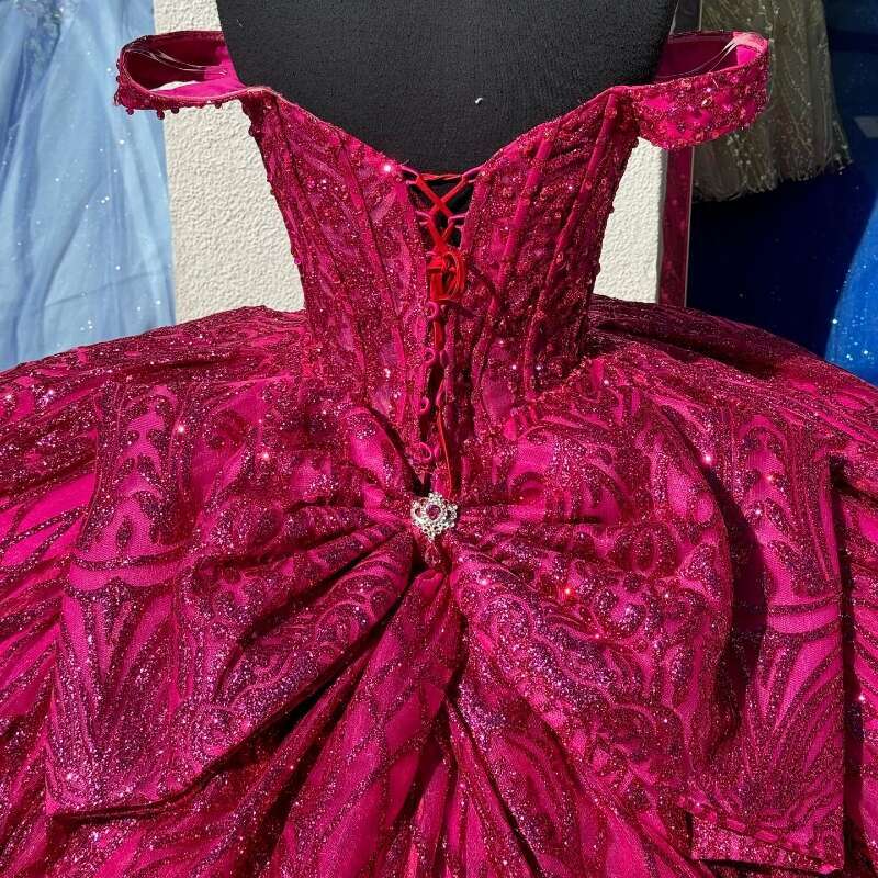 Red Ball Gown quinceanera Dress 2024 Long Train Ruffle Princess Lace Beads Tulle Vestidos De 15 Birthday Party Sweet
