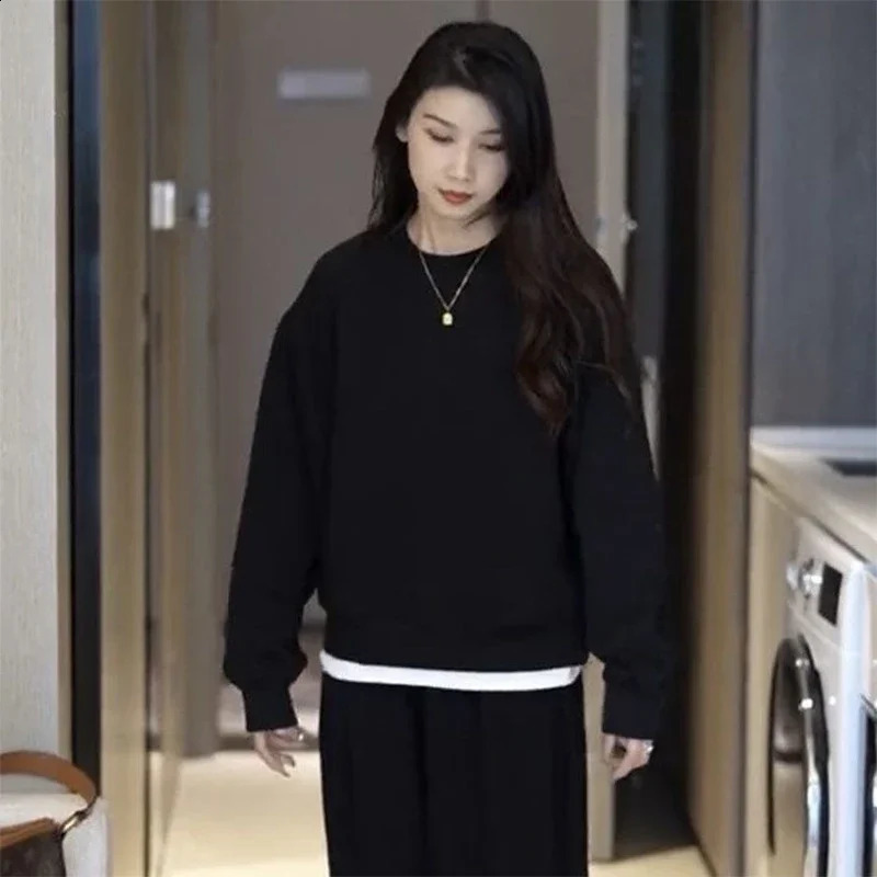Lazy Style Solid Color Casual Womens Hoodie SpringSummer Western Loose Weight Loss Fashion Tshirt Top 240827