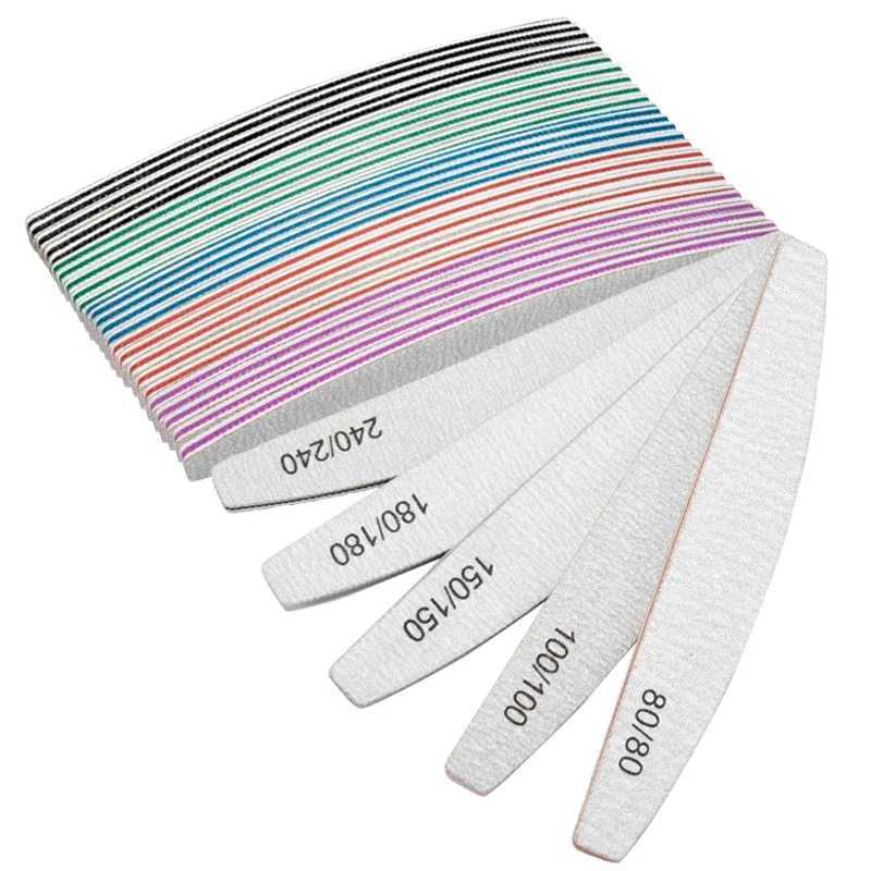 3/5/10pcs professional nail file sandpaper sturdy and thick nail file buffer used for manual polishing of half moon lime nail tools 100/180 W240829