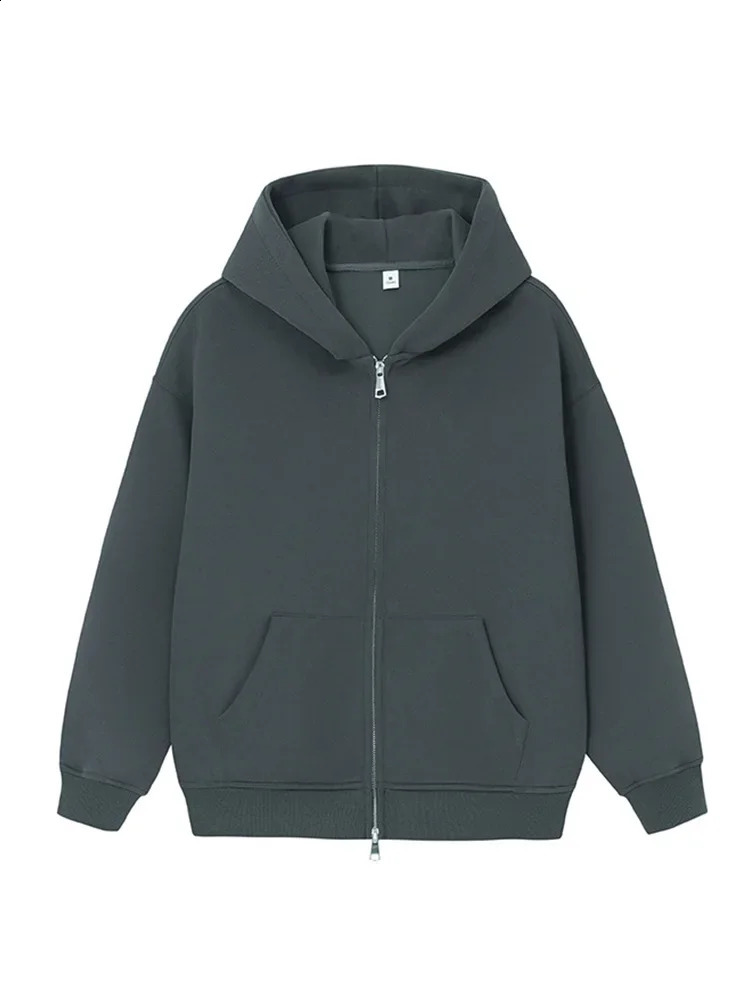 AutumnWinter Womens Street Fashion Hoodie Retro Sweater Loose Long Sleeve Zipper Pocket 240827