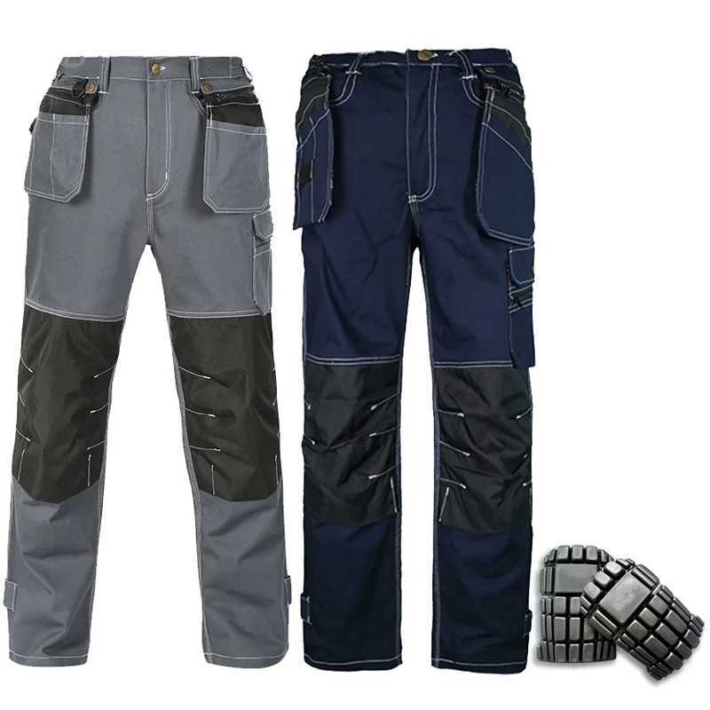 Mens work pants mechanical cotton with knee pads mens construction work pants W240829