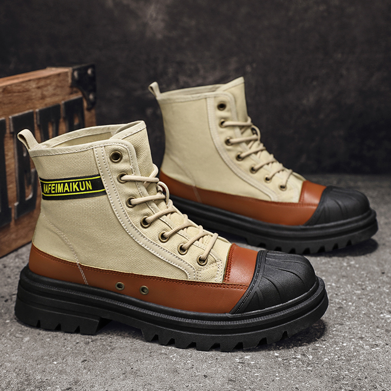 Men CYYTL New Boots Canvas Shoes Winter Casual Designer Ankle Platform Motorcycle Tactical Cowboy Combat Work Safety 3033