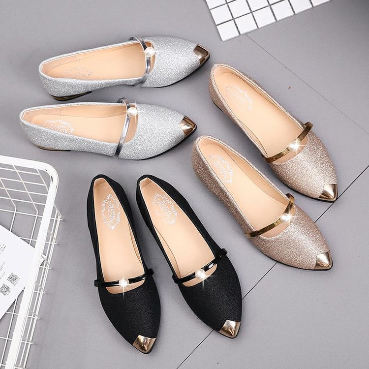 2025 new Women's Casual Summer 2022 Elegant Pearl Low Heel for Women Classic Pumps Ladies Office Slip On Shoes 2023 f54a
