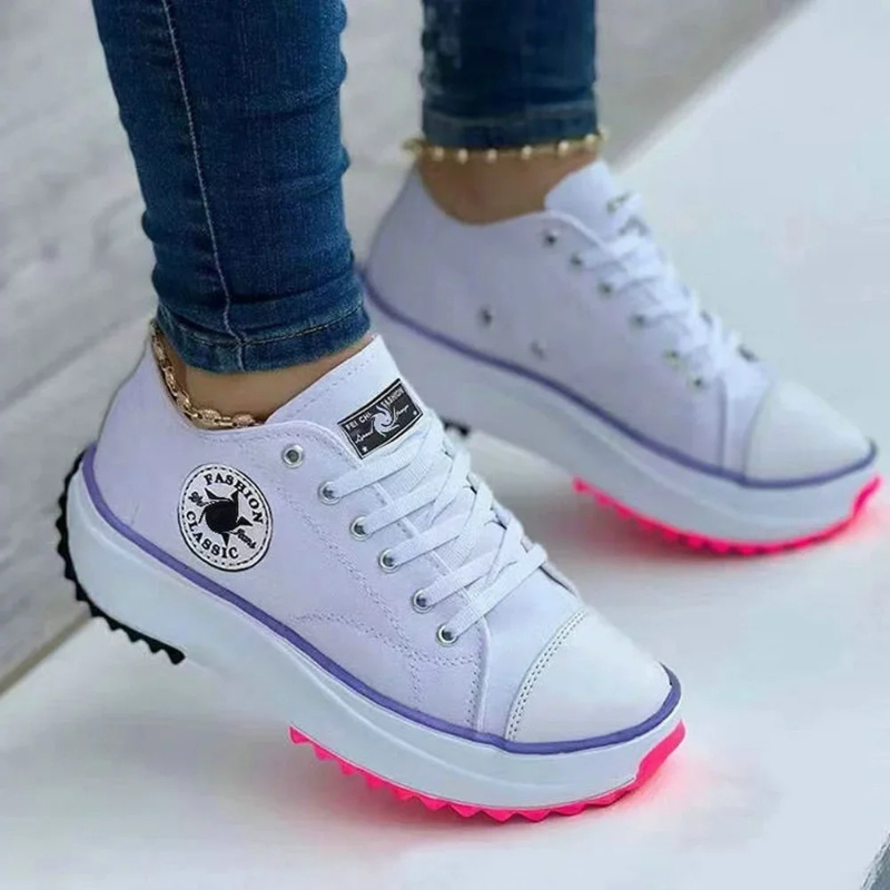 Shoes For Women Classic White Canvas Sneakers Fashion Platform Women Casual Shoes High Quality Lace-Up Feamle Tennis Shoes 35-43 643
