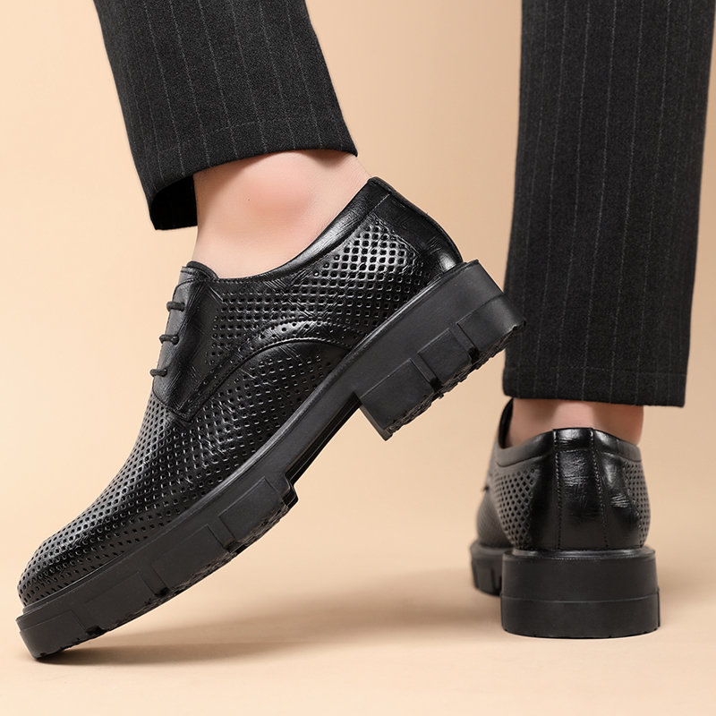 Men's Leather Platform Derby Shoes - Height Increasing Wedding Dress Shoes, 5/8/10 CM Heel, hot Formal & Stylish for 2024