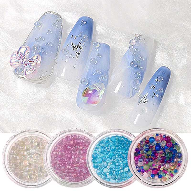 1 box of MIni caviar beads water diamonds glass balls microbeads 3D nail decoration crystal charm nail accessories W240829
