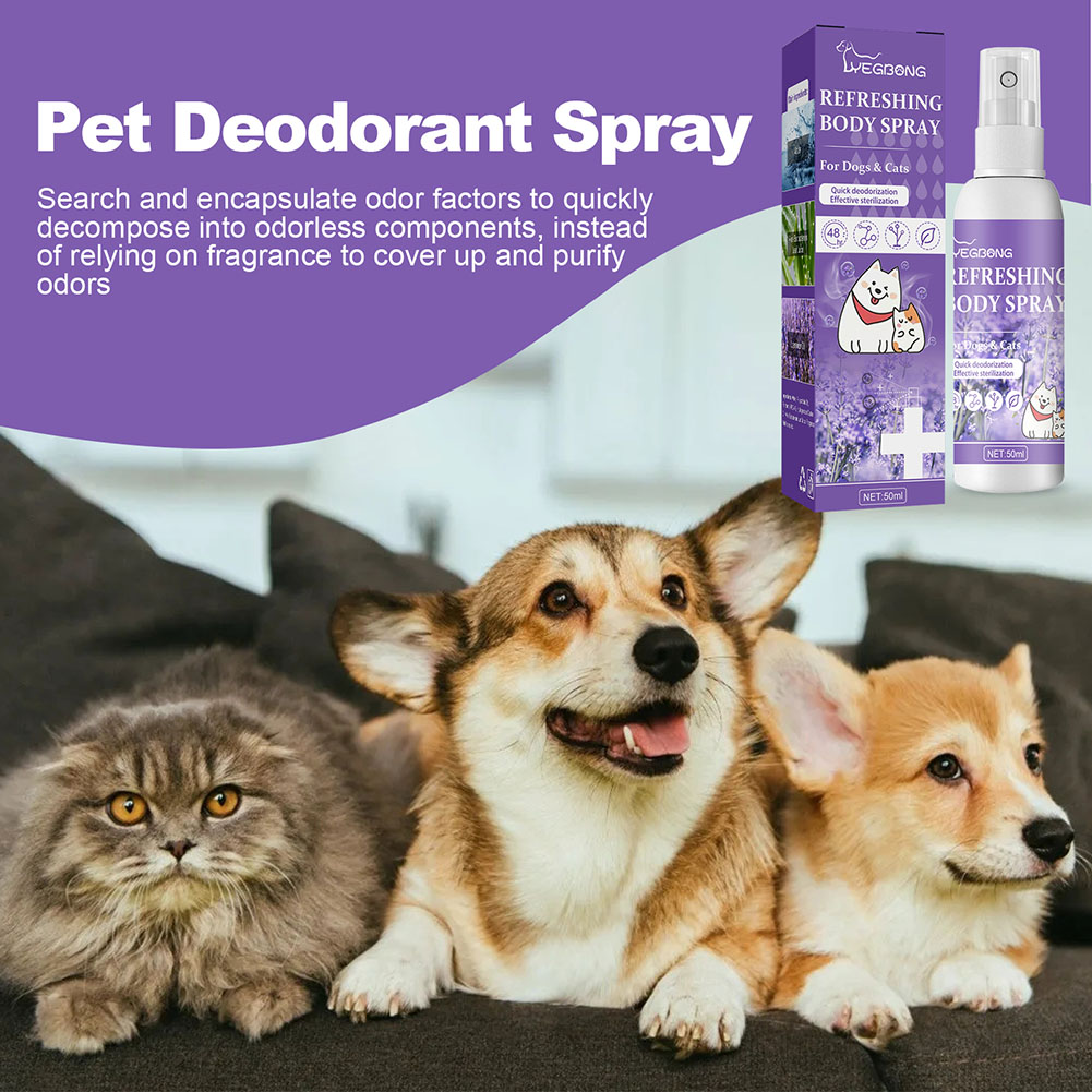 Lavender Oil Dog Deodorizer Spray Pet Deodorant Spray Remove Odor 50ml Feces Cleaning Deodorant Pet Supplies for Dogs Cats