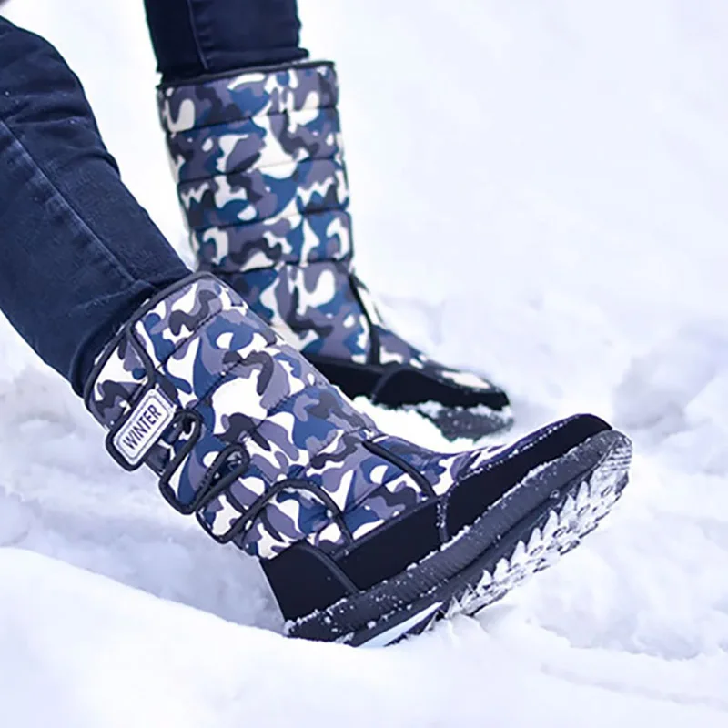 Big Size 46 47 Men Snow Boots Winter Female Boots Thick Plush Waterproof Non-slip Thigh High Boots Warm Fur Lovers Winter Shoes