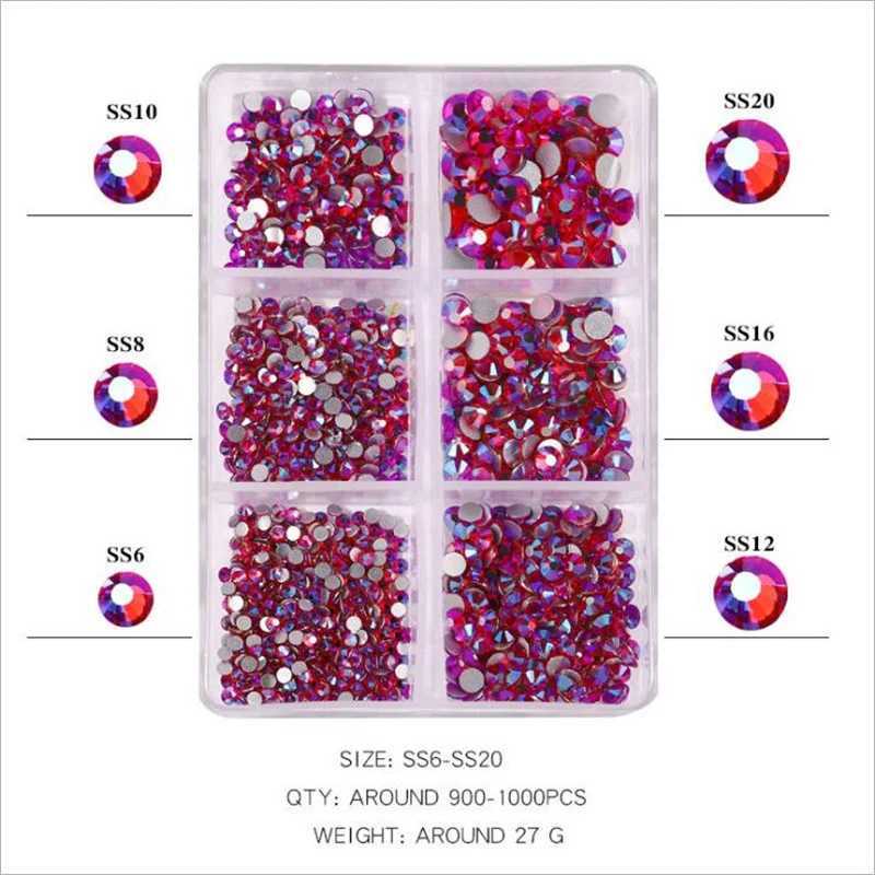 1 box of crystal nail art rhinestones gold and silver transparent full-color flat bottom mixed shape DIY nail art 3D decoration W240829