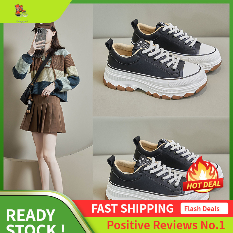 Ddmysports Korean Version Of White Spring New Ins Trendy Student Casual For Women Thick Soled Height Increasing Board Shoes MX OUTDOOR