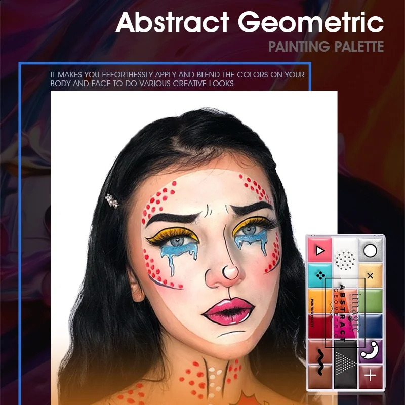 Imagi 16 Color Painting Professional Abstract Palette Suitable for Childrens Halloween/Art Party Fancy Makeup 240829