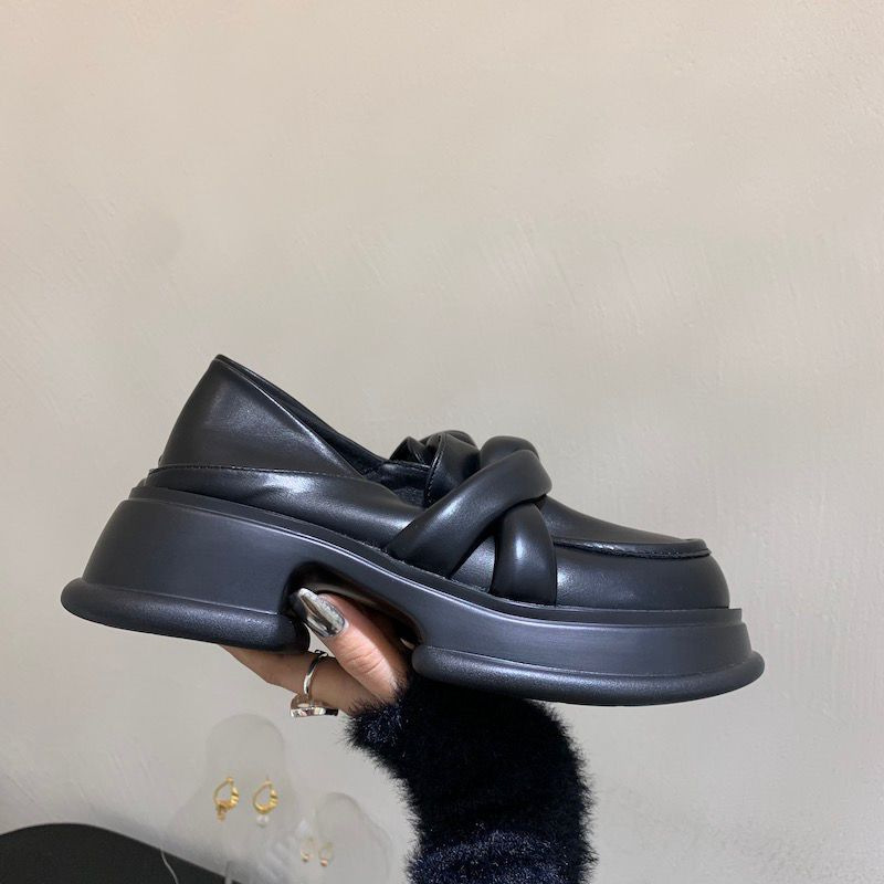 Women's Black Platform Loafers: Chunky Heels Retro Slip-On Casual Dress Pumps 4 cd41f